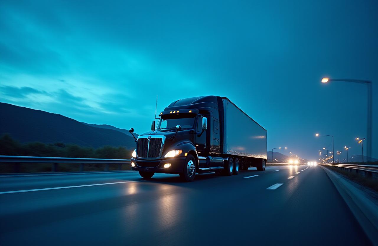 Modern logistics truck on a high-speed highway