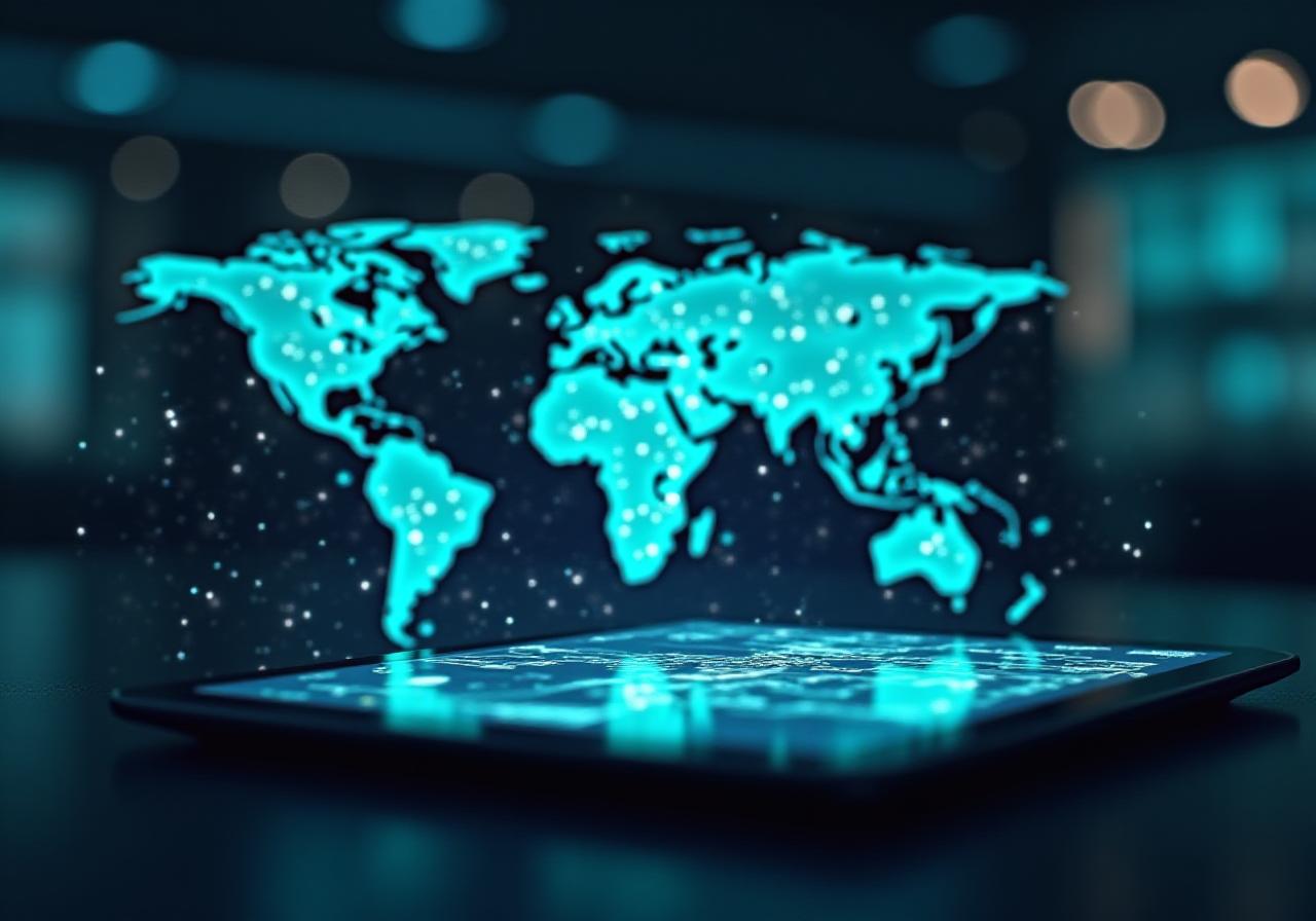 Digital interface showing global logistics tracking data
